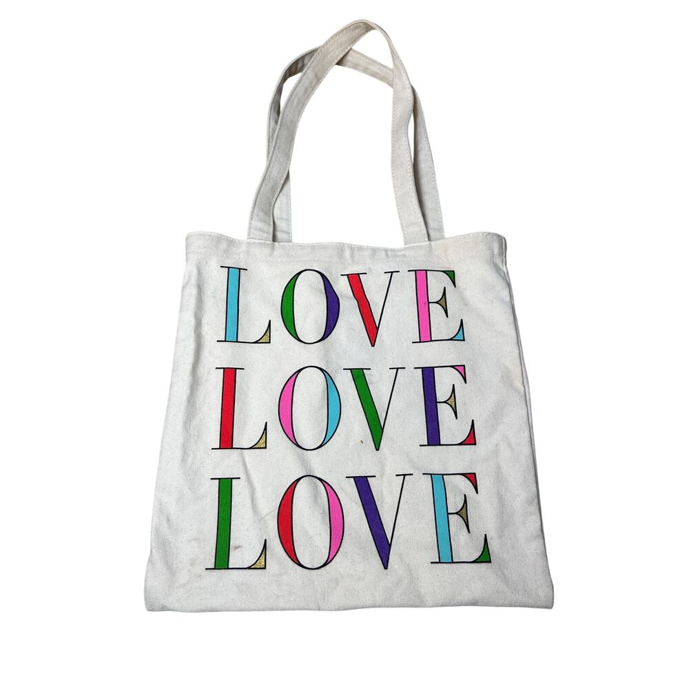 Kate Spade Tote Bag 13” X 13” Canvas Book Bag College Love - Picture 5 of 7
